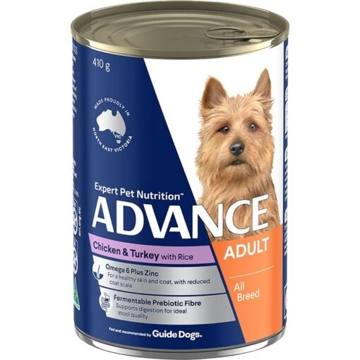 ADVANCE Adult All Breed Wet Dog Food Chicken & Turkey With Rice 12x410g Cans -Pet Supply Store 113255 126766 9334214017525advance wet dog food chicken turkey with rice 410g can 0