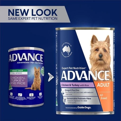 ADVANCE Adult All Breed Wet Dog Food Chicken & Turkey With Rice 12x410g Cans -Pet Supply Store 113255 126766 9334214017525advance wet dog food chicken turkey with rice 410g can 14