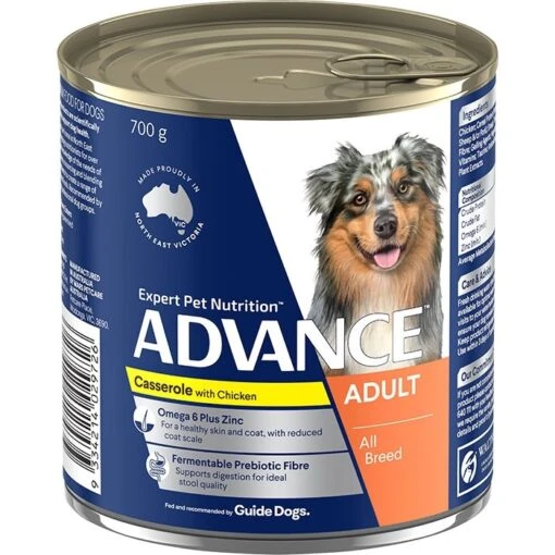 ADVANCE Adult All Breed Wet Dog Food Casserole With Chicken 12x700g Cans -Pet Supply Store 126757 126758 9334214029726advance wet dog food casserole with chicken 700g can 0 1