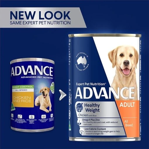 ADVANCE Adult Healthy Weight Wet Dog Food Chicken With Rice 12x405g Cans -Pet Supply Store 126774 113256 9334214017549advance healthy weight wet dog food chicken with rice 405g can 14