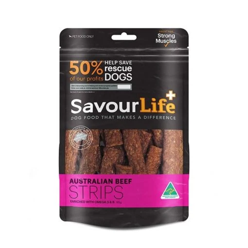 Savourlife Australian Beef Strips Dog Treat 165g -Pet Supply Store 130702 australian beef strips 165g render front