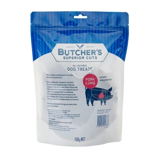 Butcher's Superior Cuts Smoked Pork Lung Dice Dog Treat 150g -Pet Supply Store 138150 2