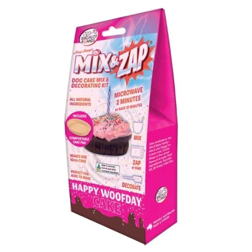 Mix & Zap Birthday Cake Kit Dog Treat Pink -Pet Supply Store 140620 mix zap happy woof day pink 1