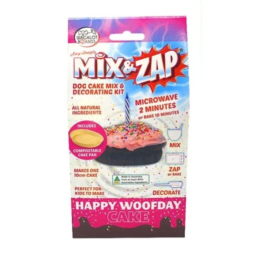 Mix & Zap Birthday Cake Kit Dog Treat Pink -Pet Supply Store 140620 mix zap happy woof day pink 2