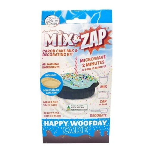 Mix & Zap Birthday Cake Kit Dog Treat Blue -Pet Supply Store 140621 mix zap happy woof day blue 2