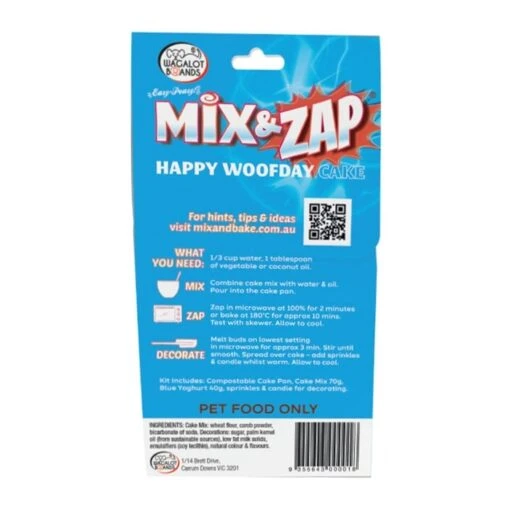 Mix & Zap Birthday Cake Kit Dog Treat Blue -Pet Supply Store 140621 mix zap happy woof day blue 3