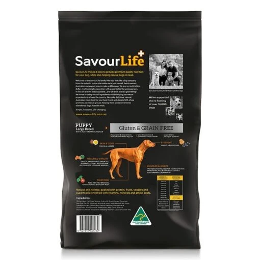 Savourlife Grain Free Chicken Large Breed Puppy Food 15kg -Pet Supply Store 140682 savourlife 15kg gf largebreed puppychicken back