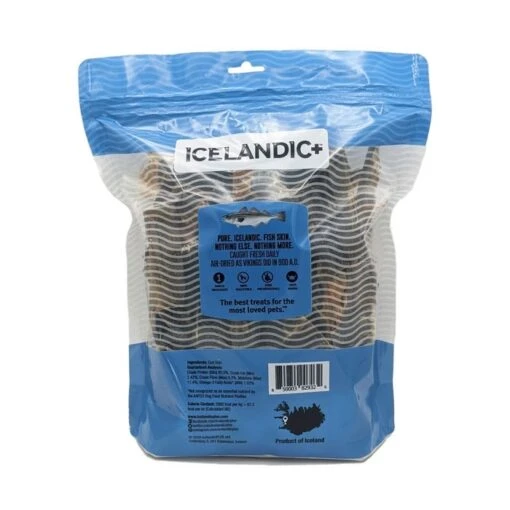 Icelandic+ Cod Skin Pieces Bulk Dog Treat 227g -Pet Supply Store 141522 cod skin pieces bag back