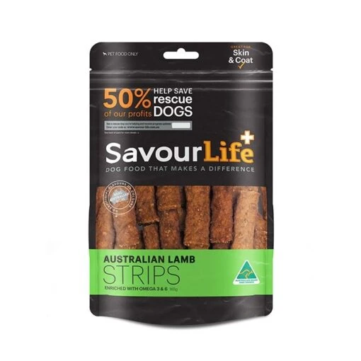 SavourLife Lamb Dog Strips 165g -Pet Supply Store 141544 lamb strips 165g render front