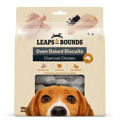 Leaps & Bounds Charcoal Chicken Baked Dog Treat 500g -Pet Supply Store 141653 1141653 1