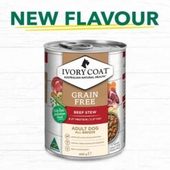 New Release -Pet Supply Store 141689 IVORY COAT Grain Free Adult Wet Dog Food Beef Stew 400g 16