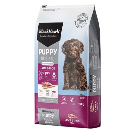 Black Hawk Lamb & Rice Medium Puppy Food -Pet Supply Store 141733 Original Puppy Med Lamb Rice 10kg FrontLeft 4000x4000 9dc01679dc0167 1