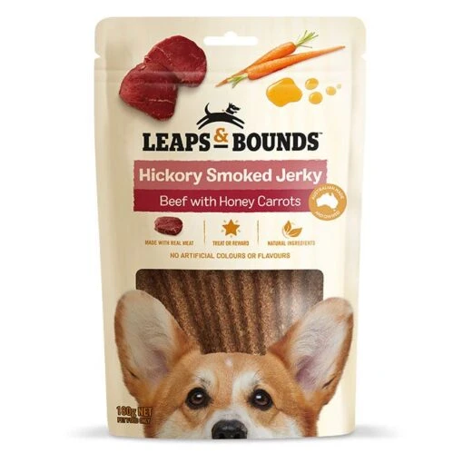 Leaps & Bounds Beef & Honey Carrot Dog Jerky -Pet Supply Store