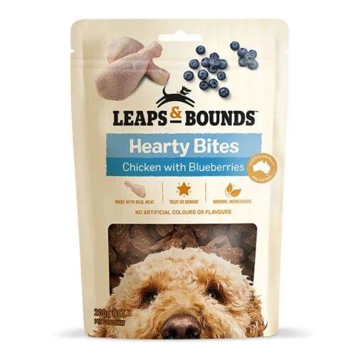 Leaps & Bounds Chicken With Blueberry Dog Hearty Bites 200g -Pet Supply Store