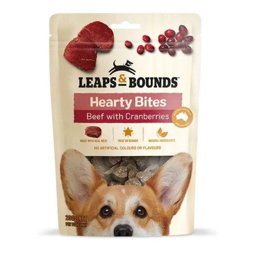 Leaps & Bounds Beef With Cranberry Dog Hearty Bites 200g -Pet Supply Store