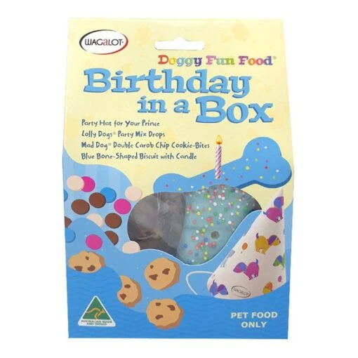 Wagalot Doggy Fun Food Birthday In A Box Dog Treat Blue -Pet Supply Store 142761 DFF BBB front