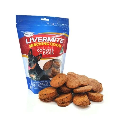 Wagalot Livermite Cookies Dog Treat 260g -Pet Supply Store 142919 LIVERMITE front with cookies