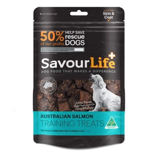 SavourLife Australian Salmon Dog Training Treat 150g -Pet Supply Store 142921 Australian SalmonTraining Treats 165g render FRONT