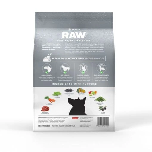 Prime100 Spd Raw Kangaroo & Vegetable Dog Food 1.7kg -Pet Supply Store 142924 Prime100 Frozen RAW Packaging Back Kangaroo