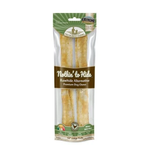 Nothin To Hide Chicken Roll Dog Treat -Pet Supply Store 142942 AG866 Nothin to Hide Large Roll 10 inch 2pk Chicken Front 1