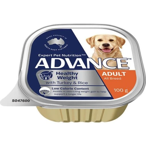 ADVANCE Adult Healthy Weight All Breed Wet Dog Food Turkey With Rice 12x100g Trays -Pet Supply Store 143163 Healthy Weight 2