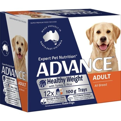 ADVANCE Adult Healthy Weight All Breed Wet Dog Food Turkey With Rice 12x100g Trays -Pet Supply Store 143163 Healthy Weight 5