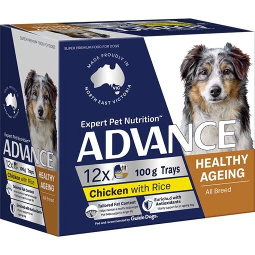 ADVANCE Adult Healthy Ageing All Breed Wet Dog Food Chicken With Rice 12x100g Trays -Pet Supply Store 143167 Healthy Ageing 1