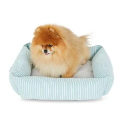 All Day Stripe Bolster Dog Basket Mint 60x50x180cm -Pet Supply Store 144236 Dog Bedding All Day Stripe Bolster Dog Basket Mint S 60x50x180cm 11