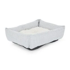 All Day Stripe Bolster Dog Basket Grey 60x50x180cm -Pet Supply Store 144237 Dog Bedding All Day Stripe Bolster Dog Basket Grey S 60x50x180cm 2