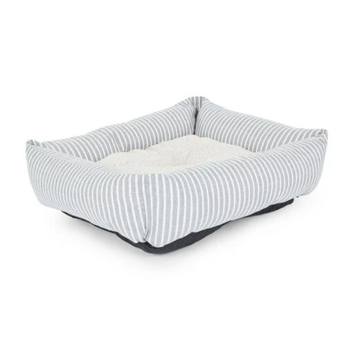 All Day Stripe Bolster Dog Basket Grey 60x50x180cm -Pet Supply Store 144237 Dog Bedding All Day Stripe Bolster Dog Basket Grey S