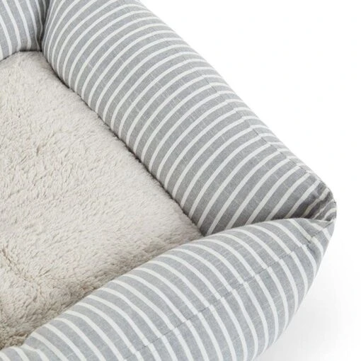 All Day Stripe Bolster Dog Basket Grey 60x50x180cm -Pet Supply Store 144237 Dog Bedding All Day Stripe Bolster Dog Basket Grey S