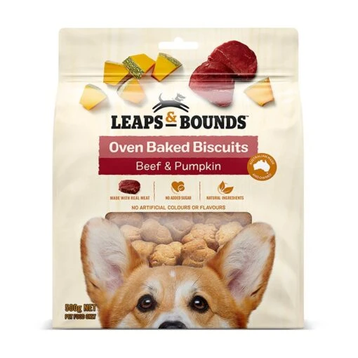 Leaps & Bounds Beef & Pumpkin Baked Dog Treat 500g -Pet Supply Store 144280