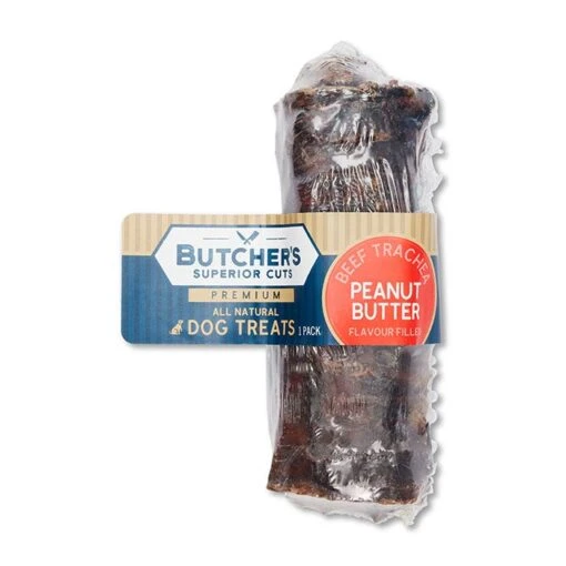 Butcher's Superior Cuts Peanut Butter Beef Trachea Dog Treat 1pk -Pet Supply Store 144284 Dog Treats Butcher s Superior Cuts PButter Beef Trachea Dog Treat 1pk 1