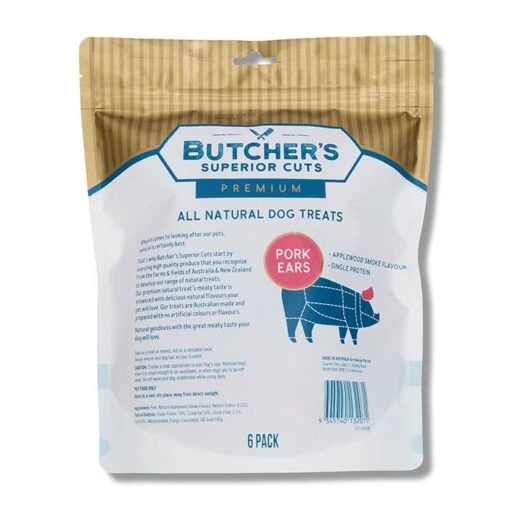 Butcher's Superior Cuts Apple Smoke Pork Ear Dog Treat 6pk -Pet Supply Store 144285 Dog Treats Butcher s Superior Cuts Apple Smoke Pork Ear Dog Treat 6pk 2