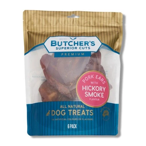 Butcher's Superior Cuts Hickory Smoke Pork Ear Dog Treat 6pk -Pet Supply Store 144286 Dog Treats Butcher s Superior Cuts Hick Smoke Pork Ear Dog Treat 6pk 1