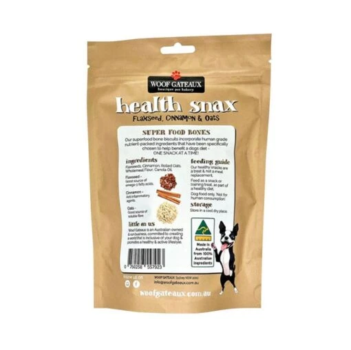 Woof Gateaux Health Snax Flaxseed Cinnamn Oat Dog Treat 200g -Pet Supply Store 144308 Flax Seed Back 2 5