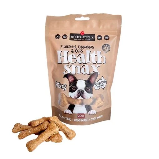 Woof Gateaux Health Snax Flaxseed Cinnamn Oat Dog Treat 200g -Pet Supply Store 144308 Flax Seed Front 1 5