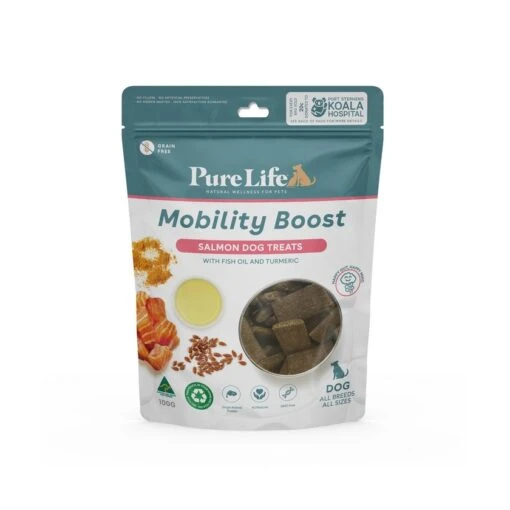 Pure Life Mobility Boost Dog Treat 100g -Pet Supply Store 144315 PL117 Pure Life Treats Mobility Boost SALMON FRONT