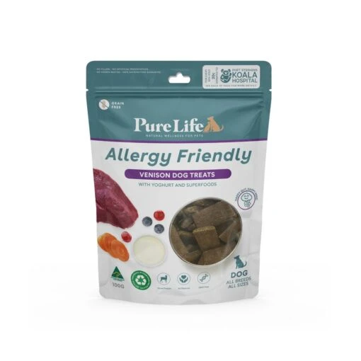 Pure Life Allergy Friendly Dog Treat 100g -Pet Supply Store 144317 PL119 Pure Life Treats Allergy Friendly VENISON FRONT