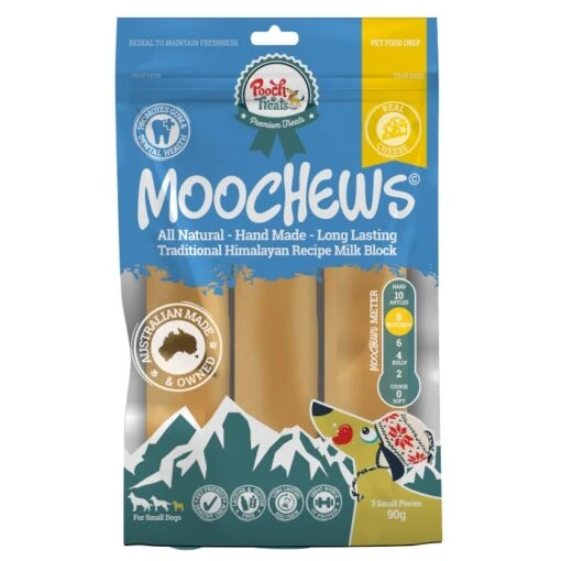 Pooch Treats Moo Chew Cheese Dog Treat LF Milk Block S-3PK -Pet Supply Store 144323 Pooch Moochew Small Cheese Front