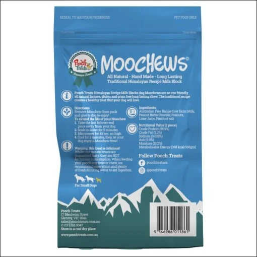 Pooch Treats Moo Chew PButter Dog Treat LF Milk Block S-3PK -Pet Supply Store 144324 Pooch Moochew Small Peanut Butter Back