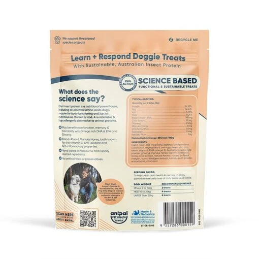 Anipal Learn + Respond Dog Treat 130g -Pet Supply Store 144800 Anipal Brain Boosting Doggy Treats BACK