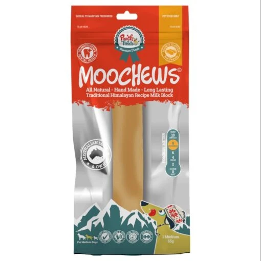 Pooch Treats Moo Chew Pbutter Dog Treat LF Milk Block M-1PK -Pet Supply Store 144934 Pooch Moochew Medium Peanut Butter Front