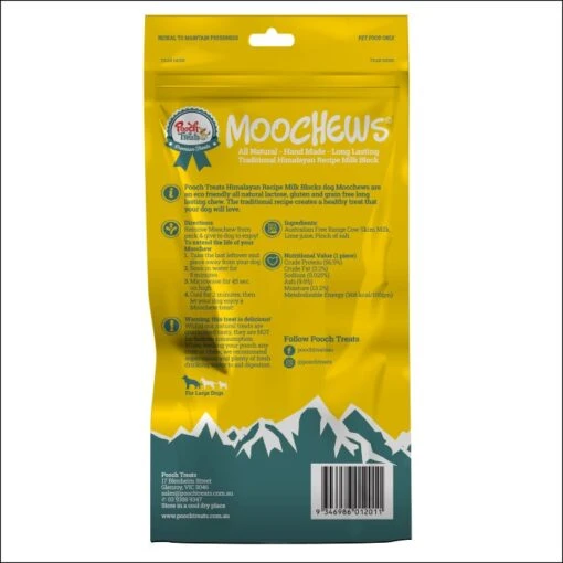 Pooch Treats Moo Chew Cheese Dog Treat LF Milk Block L-1PK -Pet Supply Store 144935 Pooch Moochew Large Cheese Back