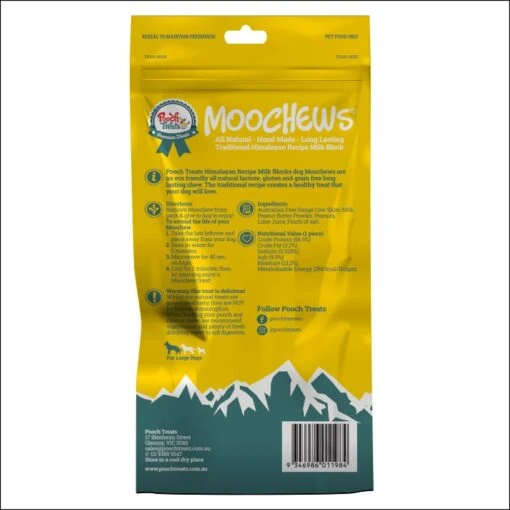 Pooch Treats Moo Chew Pbutter Dog Treat LF Milk Block L-1PK -Pet Supply Store 144936 Pooch Moochew Large Peanut Butter Back