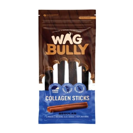 WAG Collagen Stick Dog Treat Regular -Pet Supply Store 144982 Bully Collagen Regular 4pk 1 1