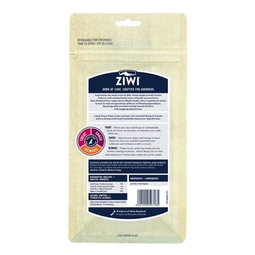 Ziwi Peak Lamb Green Tripe Dog Treat 80g -Pet Supply Store 145151 Ziwi Treats Dog Lamb Green Tripe Back