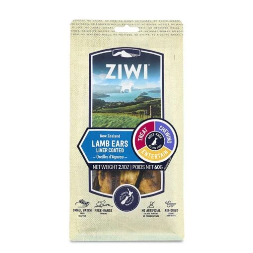 Ziwi Peak Lamb Ears Liver Coated Dog Treat 60g -Pet Supply Store 145153 Lamb Ears Front On