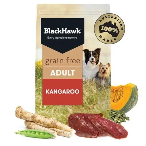 Black Hawk Grain Free Kangaroo Adult Dog Food -Pet Supply Store 24498 134257 134258 134259 grain free adult kangaroo digital shelf 01 google hero 2 1 1