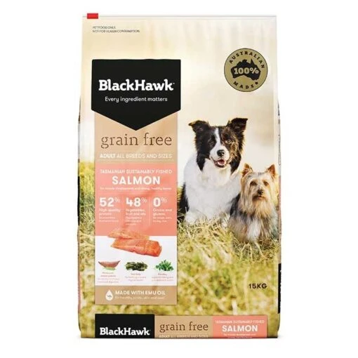 Black Hawk Grain Free Salmon Adult Dog Food -Pet Supply Store 24499 134254 134256 grain free adult salmon digital shelf 01 google hero 11 1 1 1